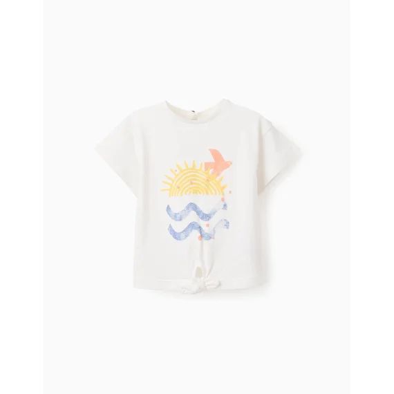 T-shirt De Coton Avec Noeud Blanc