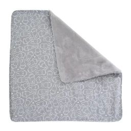 Couverture Douce En Coton Face Polaire Et Motifs Lapin Gris / Motif Blanc