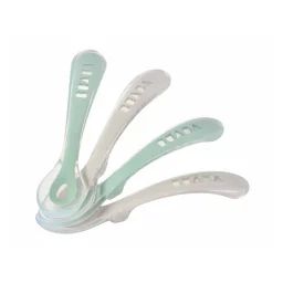 Lot De 4 Cuillères Silicone 2ème Âge Gris/vert
