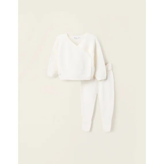 Ensemble En Maille Ajourée Blanc