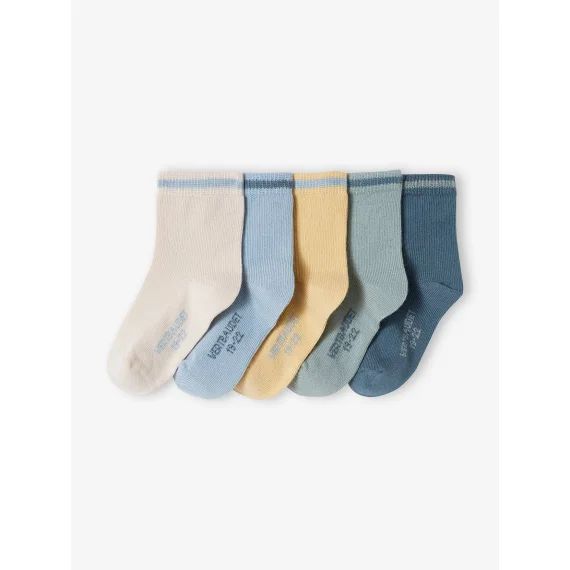 Lot de 5 paires de chaussettes colorées bébé garçon bleu grisé