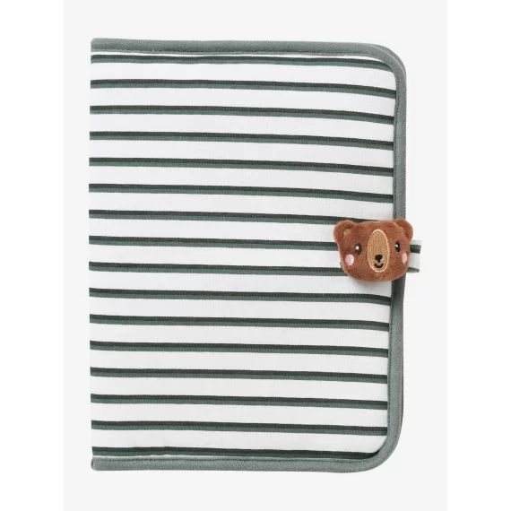 Protège carnet de santé rayé green forest