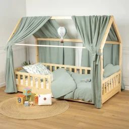 Ciel De Lit Cabane En Gaze De Coton Duo 390 Cm Vert