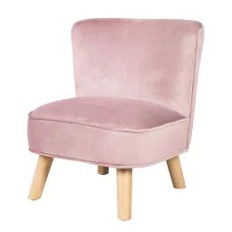 Mini Fauteuil En Velours Et Pieds En Bois Massif Lil Sofa Rose Pastel