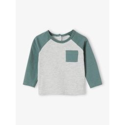 T-shirt colorblock bébé manches raglan gris clair chiné