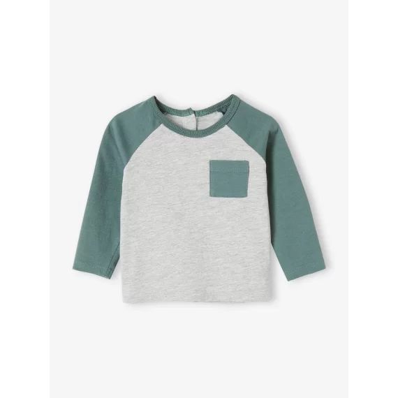 T-shirt colorblock bébé manches raglan gris clair chiné