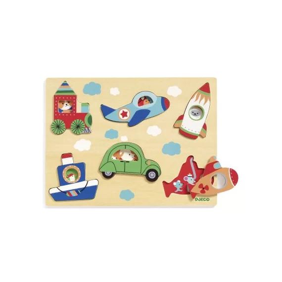 Puzzle à encastrement Coucou-vroum (6 pièces)
