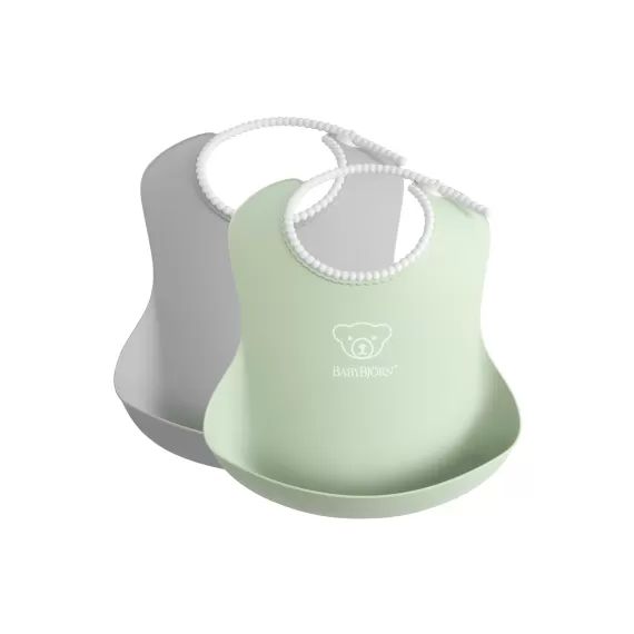 Bavoir, lot de 2 – Gris/Vert pastel