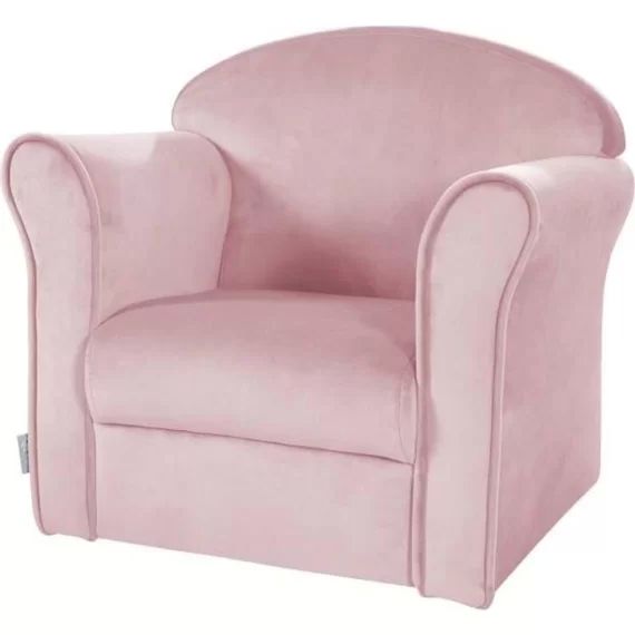ROBA Fauteuil Bébé en Velours Lil Sofa – Fauteuil Club pour Enfant – Assise Confortable – avec Accoudoirs – Rose rose