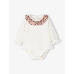 T-shirt body col volanté bébé manches longues ivoire