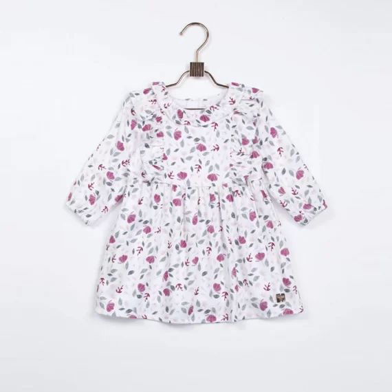 Robe imprimée avec volants Fille Blanc