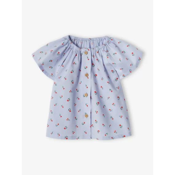 Blouse bébé manches papillon bleu pâle