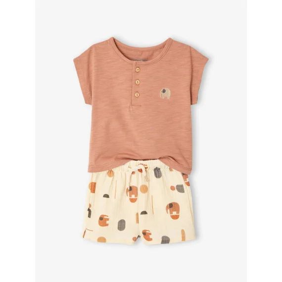 Ensemble bébé T-shirt et short moka
