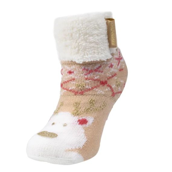Chaussettes Fourrées Enfant Ours Noël Beige 1/8 Ans Multico Beige