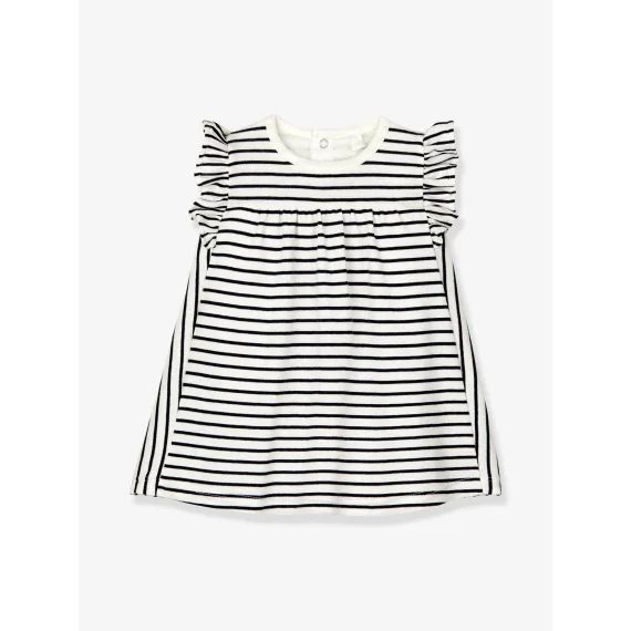 Robe body rayée marinière en coton bio bébé – PETIT BATEAU blanc