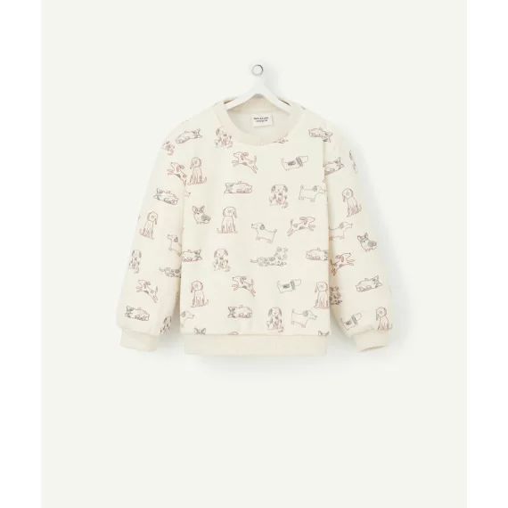 Sweat bébé garçon beige en fibres recyclées avec imprimé chiens –  – Soldes