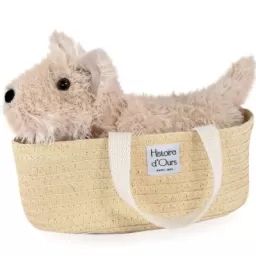 Peluche chien Fox ivoire avec panier (25 cm)
