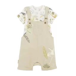 Ensemble Salopette Bébé En Lin Et T-shirt Zagora Beige
