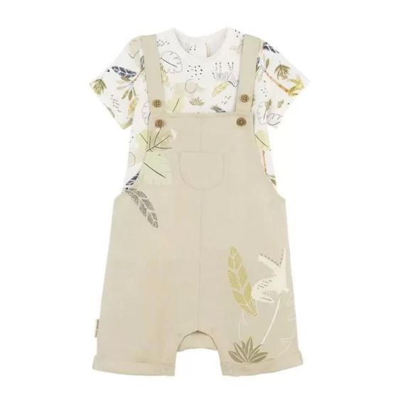 Ensemble Salopette Bébé En Lin Et T-shirt Zagora Beige