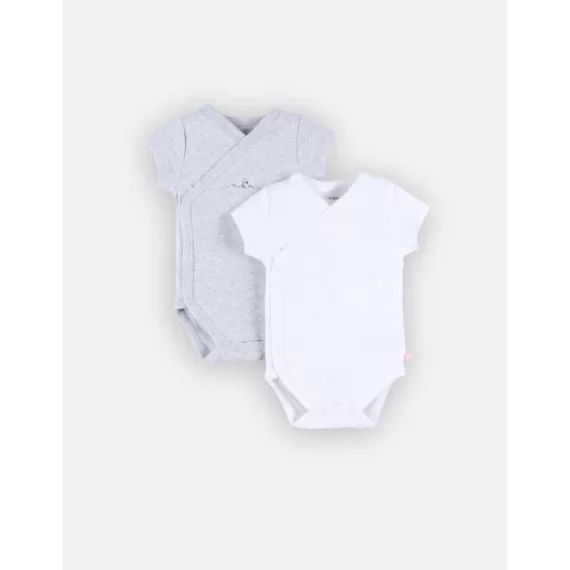 Set de 2 bodys croisés à manches courtes gris