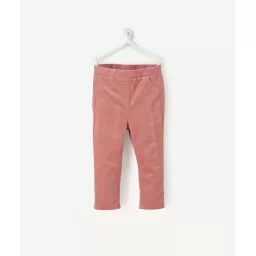 Tregging en velours rose bébé fille –  – Soldes