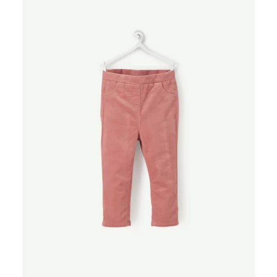 Tregging en velours rose bébé fille –  – Soldes
