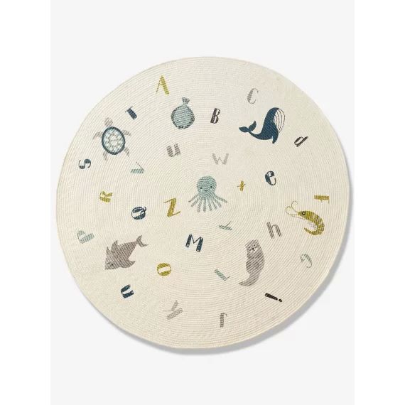 Tapis rond Abécédaire Marin ivoire