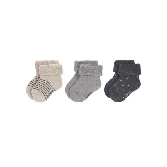 Lot de 3 paires de chaussettes bébé en coton bio gris (pointure 15-18)