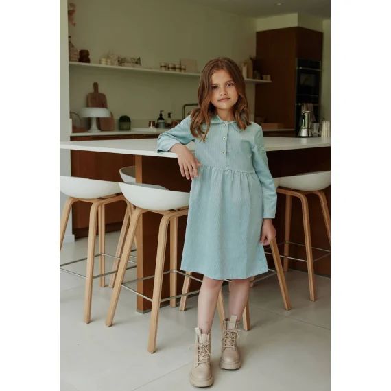 Robe Bébé En Velours Côtelé Alma Bleu