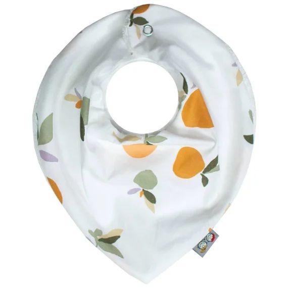 Bavoir Bandana En Coton Clem Orange Fond Blanc