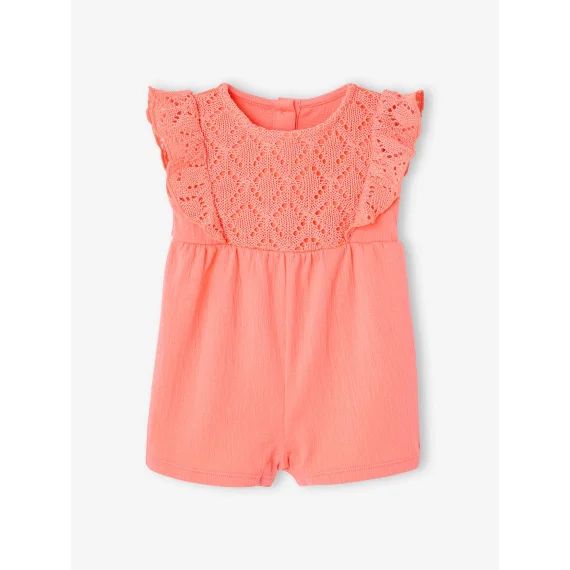 Combishort bi-matière bébé corail