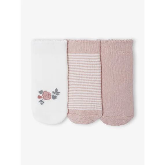 Lot de 3 paires de chaussettes bébé fille assorties