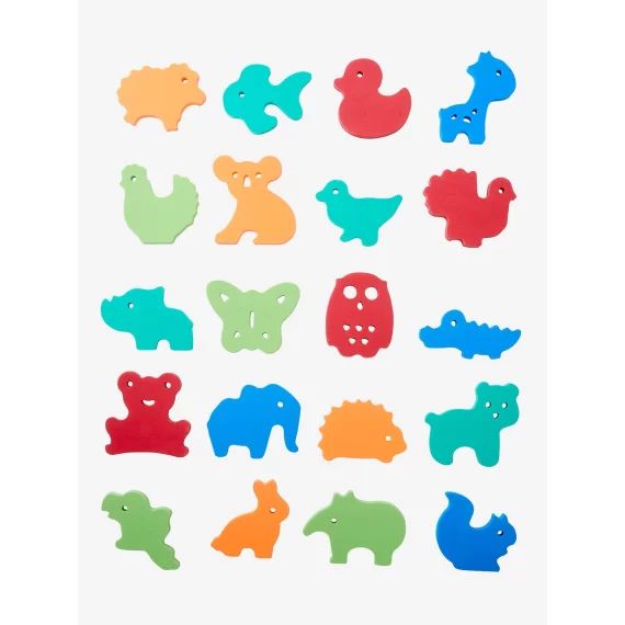 Stickers de bain en mousse + filet de rangement multicolore