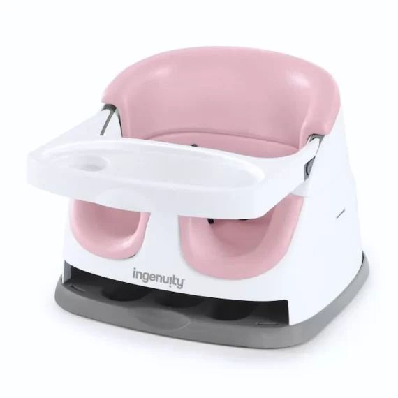 INGENUITY Siège réhausseur 2-en-1 avec plateau à rangement intégré, pivoine, dès 6 mois rose