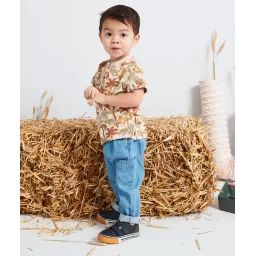 Pantalon bébé garçon effet denim bleu en coton low impact –  – Soldes