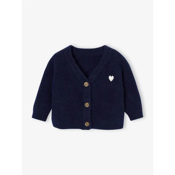 Gilet bébé en côtes perlées marine