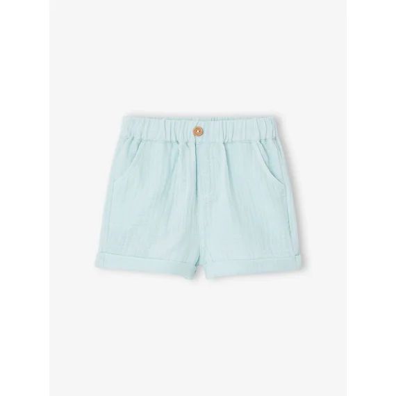 Short en gaze de coton bébé bleu