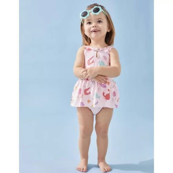 Maillot double protection à imprimés rose rose