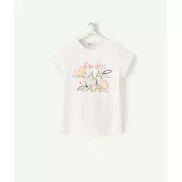 T-shirt blanc bébé fille en fibres recyclées imprimé magique maman –  – Soldes