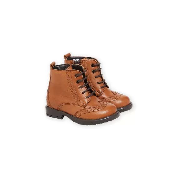 Boots En Cuir Lisse – Marron