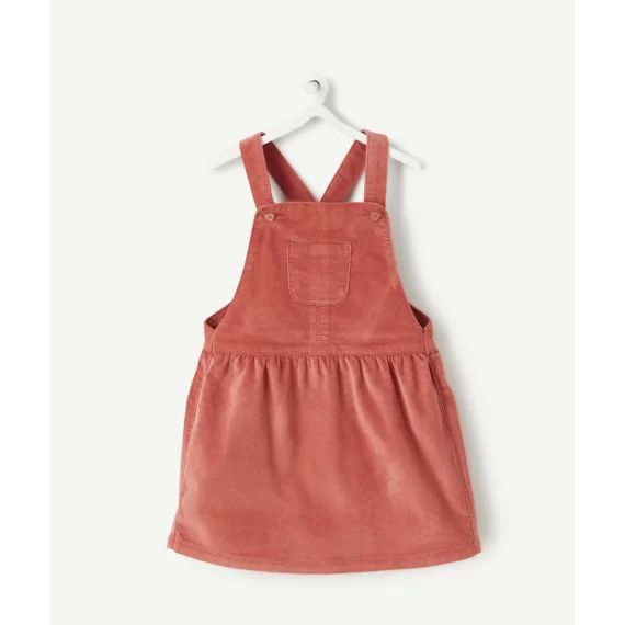 Robe salopette en velours framboise bébé fille –  – Soldes