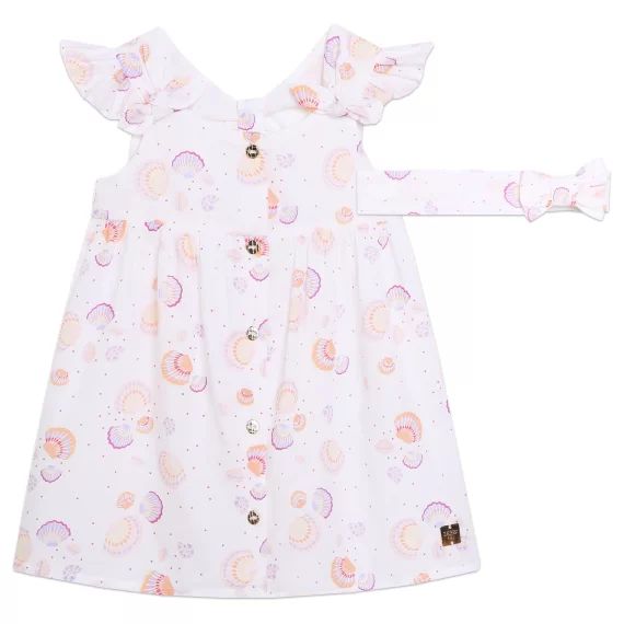 Robe et bandeau en coton Fille Blanc