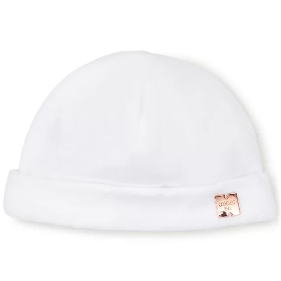 Bonnet de naissance en velours Fille Blanc
