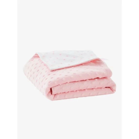 Couverture bébé bi-face minky/molleton STELLA rose