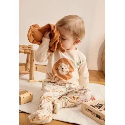 Pyjama Enfant 2 Pièces À Pieds Retroussables Tango Ecru