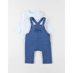 Set Salopette + T-shirt Denim Bleu