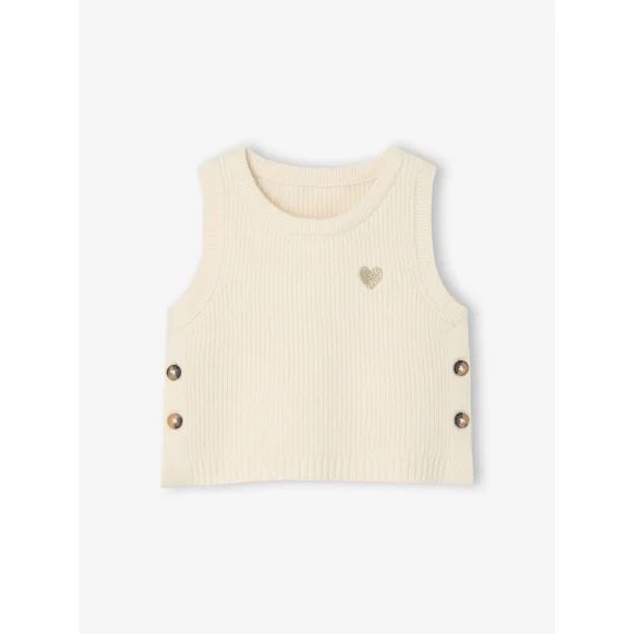 Pull sans manches bébé écru