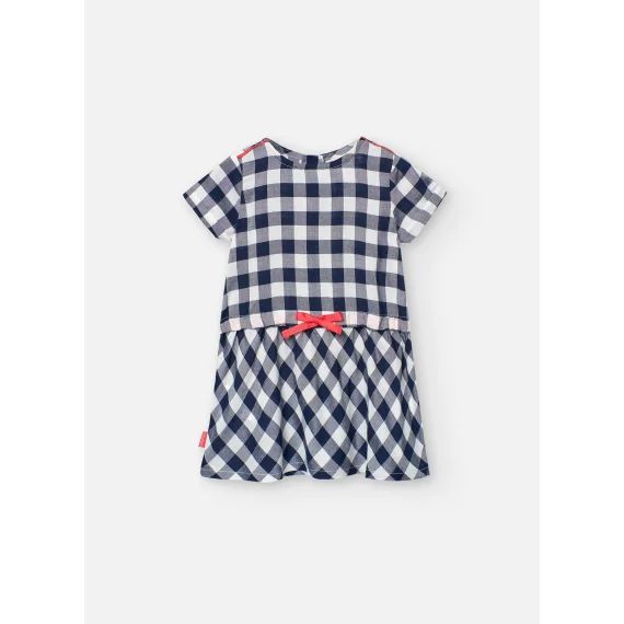 Robe En Viscose A Carreaux Bleu