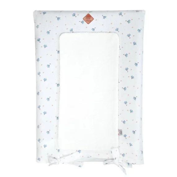 Housse De Matelas À Langer Blanc Imprimé Bleuet