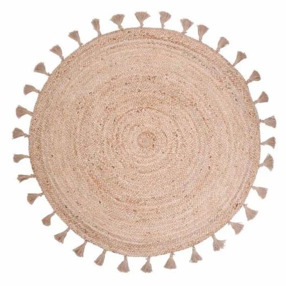 Tapis Else Tressé Main En Jute Coloris Naturel Ø140 – Nattiot Beige